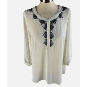 The Limited Large Sheer White Top 3/4 Sleeve